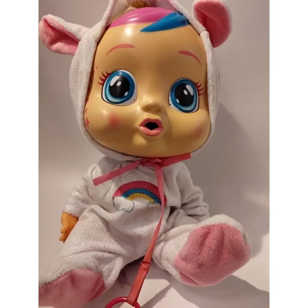 Cry Babies Doll Dreamy Unicorn Hooded Outfit Pacifier Cries Real Tears 12” Works